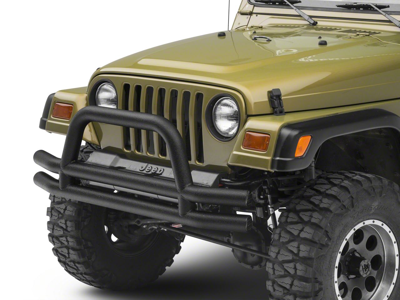 Smittybilt Jeep Wrangler Tubular Front Bumper With Hoop Textured Black