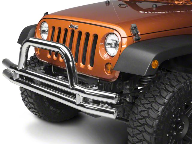 Smittybilt 3-Inch Front Tubular Bumper with Hoop; Stainless Steel (07-18 Jeep Wrangler JK)