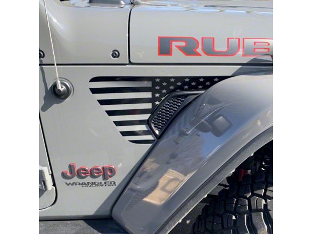Under The Sun Inserts Fender Vent Decals; Black and Clear American Flag (20-24 Jeep Gladiator JT)