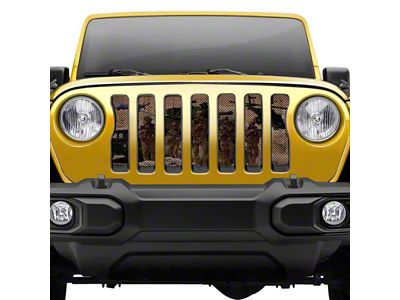 Under The Sun Inserts Grille Insert; Standing Strong (18-23 Jeep Wrangler JL w/o TrailCam; 2024 Jeep Wrangler JL Sport)