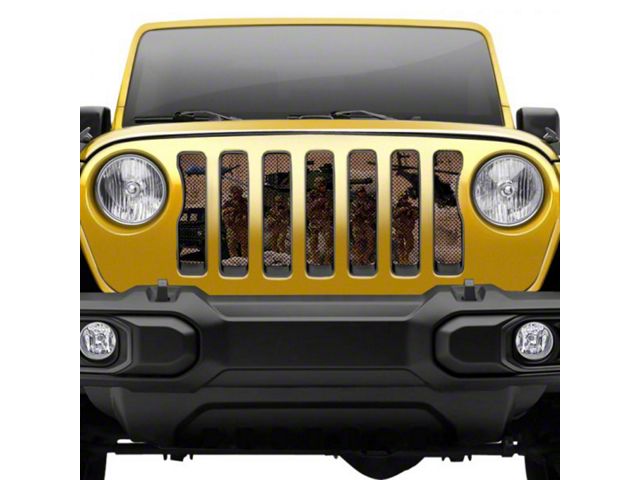 Under The Sun Inserts Grille Insert; Standing Strong (20-23 Jeep Gladiator JT w/o TrailCam; 2024 Jeep Gladiator JT Sport)