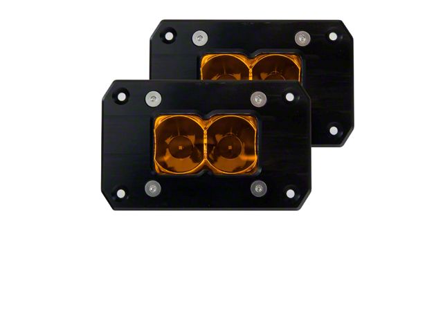 Heretic Studios 2-Inch Flush Mount Amber LED Pod Lights; Flood Beam (Universal; Some Adaptation May Be Required)