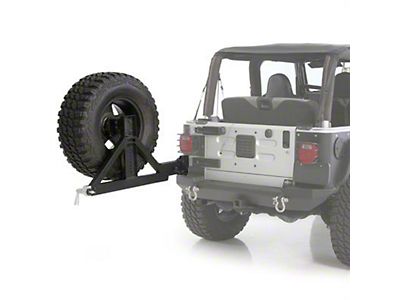 Smittybilt Jeep Wrangler XRC Rear Swing Away Tire Carrier - Textured Black  76654 (87-06 Jeep Wrangler YJ & TJ)
