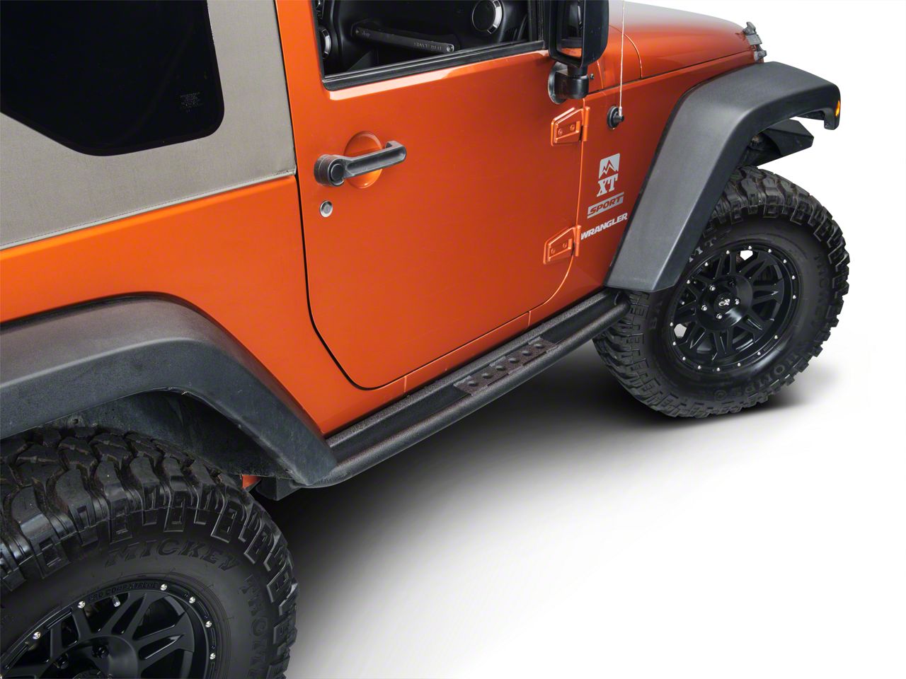 Smittybilt Jeep Wrangler SRC Classic Rock Rails with Step; Textured ...