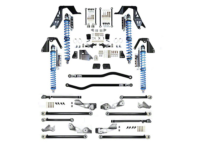 EVO Manufacturing 3 to 5-Inch Enforcer PRO High Clearance Long Arm Suspension Lift Kit with King Compression Adjuster Coil-Overs and Front and Rear Track Bars (18-23 2.0L or 3.6L Jeep Wrangler JL 4-Door, Excluding 4xe)