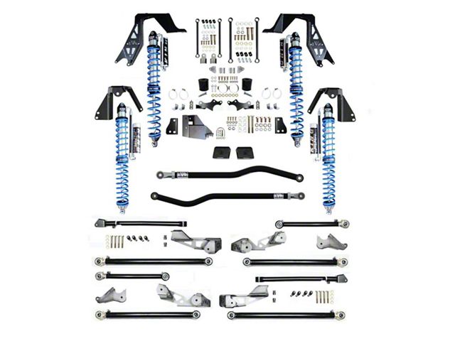 EVO Manufacturing 3 to 5-Inch Enforcer PRO High Clearance Long Arm Suspension Lift Kit with King Compression Adjuster Coil-Overs and Front and Rear Track Bars (18-24 2.0L or 3.6L Jeep Wrangler JL 4-Door, Excluding 4xe)