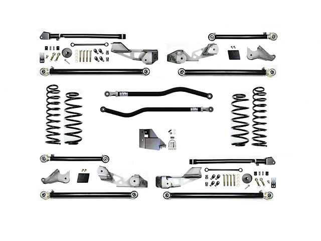 EVO Manufacturing 3.50-Inch High Clearance Long Arm Suspension Kit with Front and Rear Track Bars (18-23 2.0L or 3.6L Jeep Wrangler JL 4-Door, Excluding 4xe)