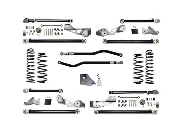 EVO Manufacturing 3.50-Inch High Clearance Long Arm Suspension Kit with Front and Rear Track Bars (18-24 2.0L or 3.6L Jeep Wrangler JL 4-Door, Excluding 4xe)