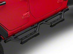 Octagon Tube Drop Style Nerf Side Step Bars; Black (18-23 Jeep Wrangler JL 4-Door)