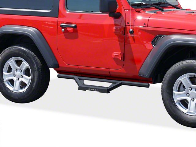 Octagon Tube Drop Style Nerf Side Step Bars; Black (18-24 Jeep Wrangler JL 2-Door)