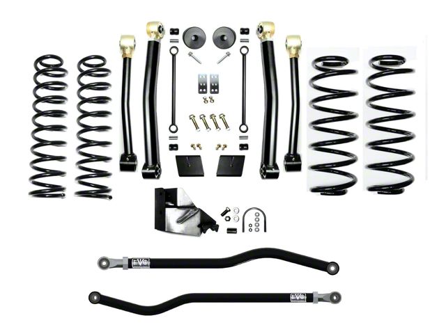 EVO Manufacturing 4.50-Inch Enforcer Stage 3 Suspension Lift Kit with Front and Rear Track Bars (18-24 2.0L or 3.6L Jeep Wrangler JL, Excluding 4xe)