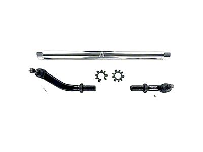 Apex Chassis 2.5-Ton Drag Link Assembly without Flip Kit; Polished Aluminum (20-24 Jeep Gladiator JT)