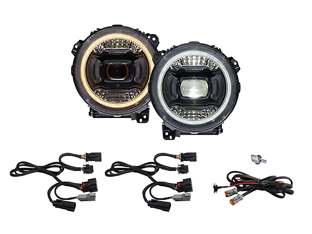 Diode Dynamics Elite LED Headlights; Black Housing; Clear Lens (18-23 Jeep Wrangler JL)
