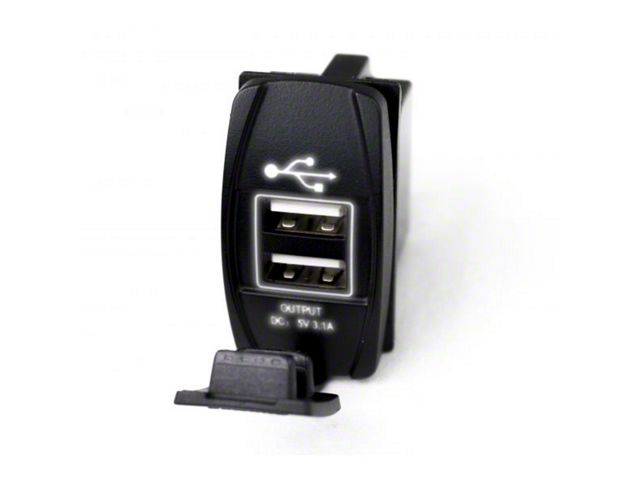 2-Port USB Charge Panel LED Rocker Switch (Universal; Some Adaptation May Be Required)