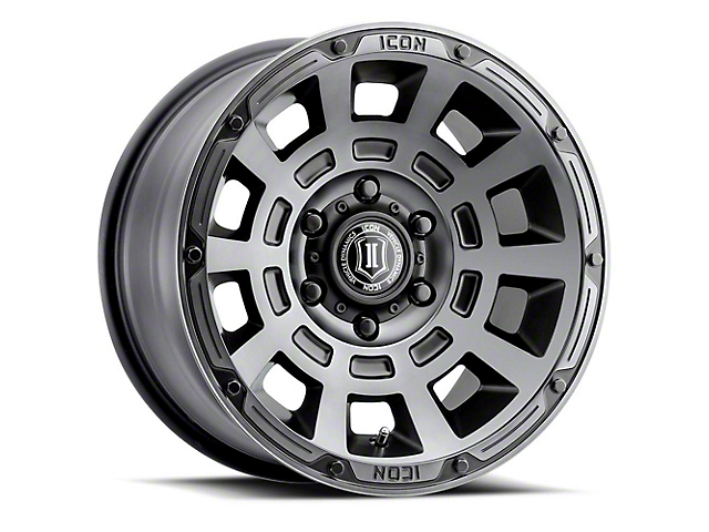 ICON Alloys Thrust Smoked Satin Black Wheel; 17x8.5 (84-01 Jeep Cherokee XJ)