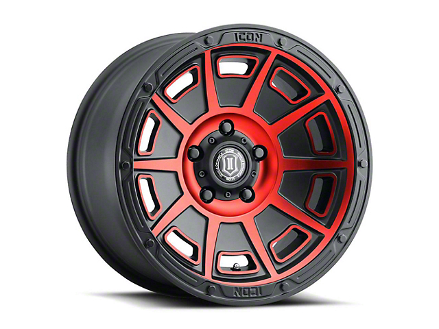 ICON Alloys Victory Satin Black with Red Tint Wheel; 17x8.5 (87-95 Jeep Wrangler YJ)