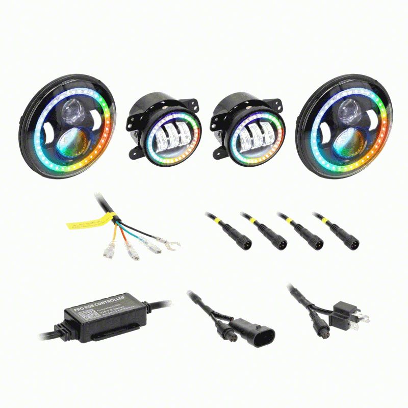 Buyledlightss 7″ RGB 3D Halo Chasing Demon LED Headlights For Jeep Wrangler JK TJ LJ 1997-2020 – 80W 6000K 3 thumbnail image