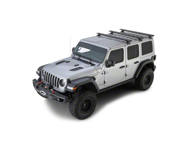 Rhino-Rack Reconn-Deck RCL BackBone 3-Bar Roof Rack; Black (18-24 Jeep Wrangler JL 2-Door w/ Hard Top)