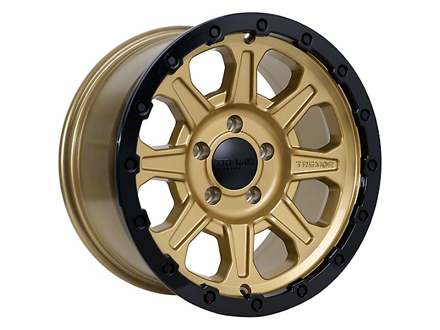 Tremor Wheels 103 Impact Gloss Gold with Gloss Black Lip Wheel; 17x8.5 (18-23 Jeep Wrangler JL)