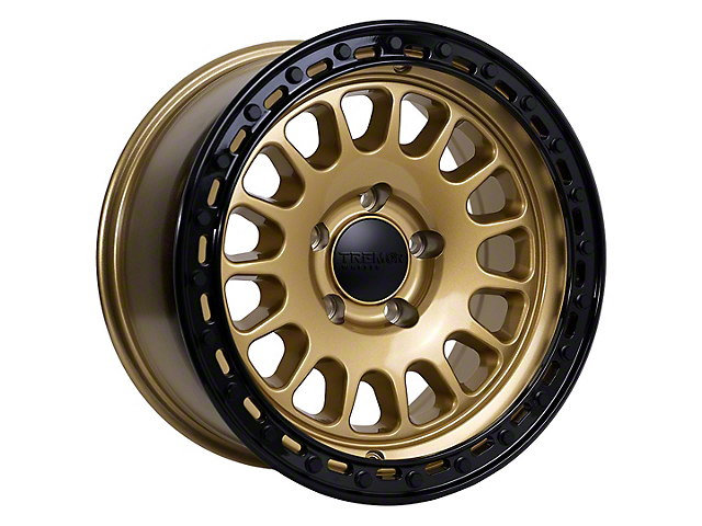 Tremor Wheels 104 Aftershock Gloss Gold with Gloss Black Lip Wheel; 17x8.5 (20-23 Jeep Gladiator JT)
