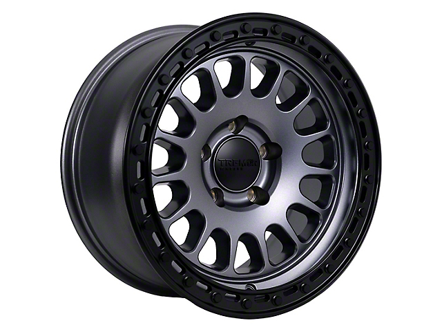 Tremor Wheels 104 Aftershock Graphite Grey with Black Lip Wheel; 17x8.5 (18-23 Jeep Wrangler JL)