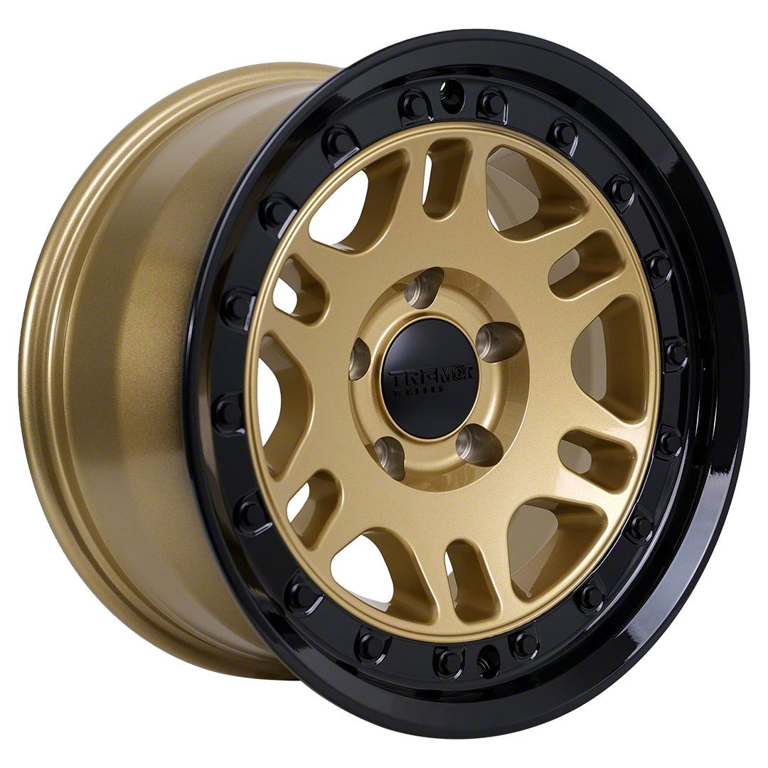Tremor Wheels 105 Shaker Gloss Gold with Gloss Black Lip Wheel; 17x8.5 (20-23 Jeep Gladiator JT)