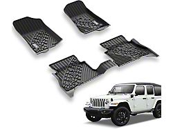 3W All Weather Front and Rear Floor Liners; Black (21-23 Jeep Wrangler JL 4xe)