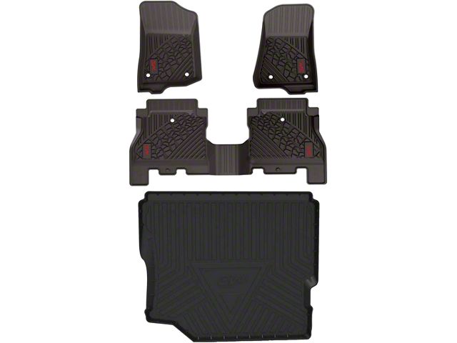 3W All Weather Front, Rear and Cargo Floor Liners; Black (18-24 Jeep Wrangler JL 4-Door w/o Subwoofer, Excluding 4xe)