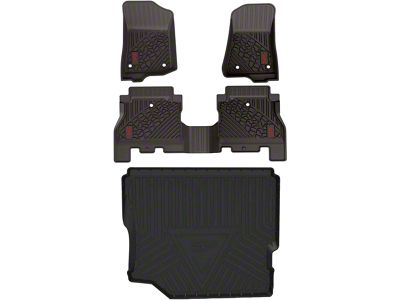 3W All Weather Front, Rear and Cargo Floor Liners; Black (18-24 Jeep Wrangler JL 4-Door w/o Subwoofer, Excluding 4xe)