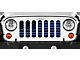 Grille Insert; Black and Blue American Flag with High Gloss Stripes on a Matte Blue Background (18-24 Jeep Wrangler JL w/ TrailCam)