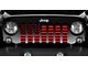 Grille Insert; Black and Red American Flag with High Gloss Black Stripes on a Matte Red Background (18-24 Jeep Wrangler JL w/ TrailCam)