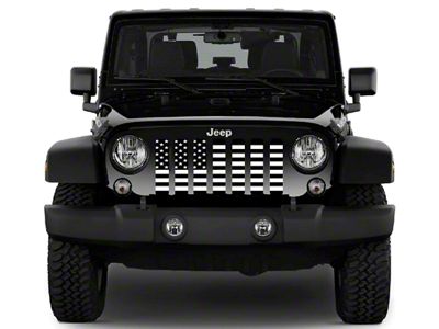 Grille Insert; Black and White American Flag (18-24 Jeep Wrangler JL w/ TrailCam)