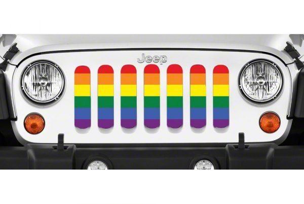 Grille Insert; Pride Flag (18-23 Jeep Wrangler JL w/o TrailCam)