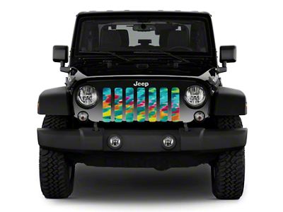 Grille Insert; Tropical Colored Tie Dye (18-24 Jeep Wrangler JL w/ TrailCam)