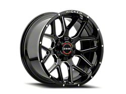 Wicked Offroad W903 Gloss Black Milled Wheel; 20x10 (20-23 Jeep Gladiator JT)