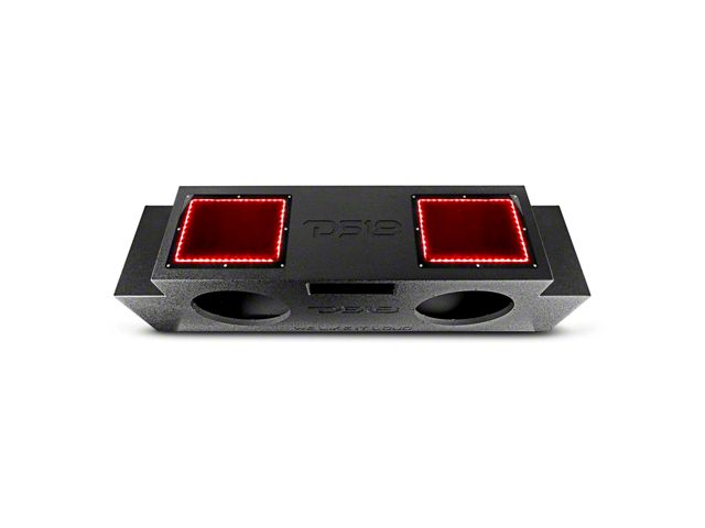 DS18 Down Fire Subwoofer Enclosure for Two 12-Inch Subwoofers with Plexiglass and LED Lights; Black (07-23 Jeep Wrangler JK & JL 4-Door)