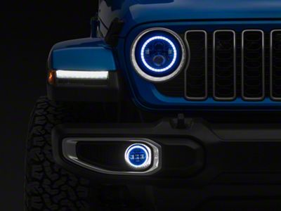 ColorSMART Chasing RGB Halo LED Headlights with Fog Lights; Black Housing; Clear Lens (20-23 Jeep Gladiator JT)