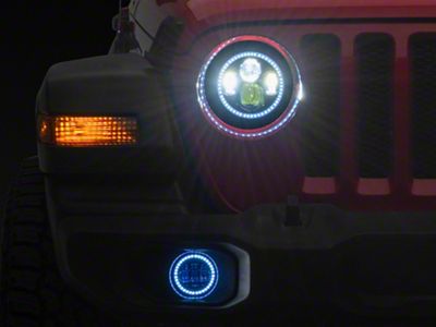 ColorSMART RGB Halo LED Headlights with Fog Lights; Black Housing; Clear Lens (18-23 Jeep Wrangler JL)