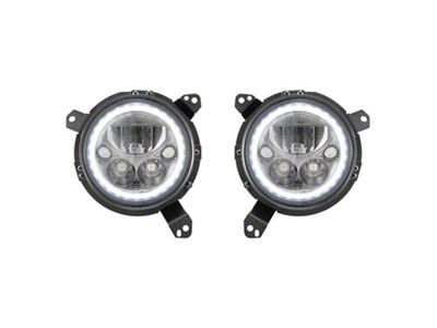 Vision X LED Headlights with Amber Halo; Black Chrome Housing; Clear Lens (18-24 Jeep Wrangler JL)