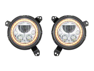 Vision X LED Headlights with Amber Halo; Chrome Housing; Clear Lens (18-24 Jeep Wrangler JL)