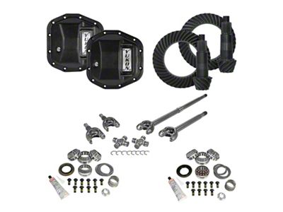 Yukon Gear Dana 44 Front/Dana 44 Rear Axle Ring Pinion and Gear Kit with Differential Covers and Front Axles; 3.73 Gear Ratio (18-24 Jeep Wrangler JL Rubicon)