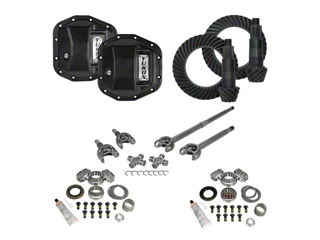 Yukon Gear Dana 44 Front/Dana 44 Rear Axle Ring Pinion and Gear Kit with Differential Covers and Front Axles; 4.56 Gear Ratio (18-24 Jeep Wrangler JL Rubicon)