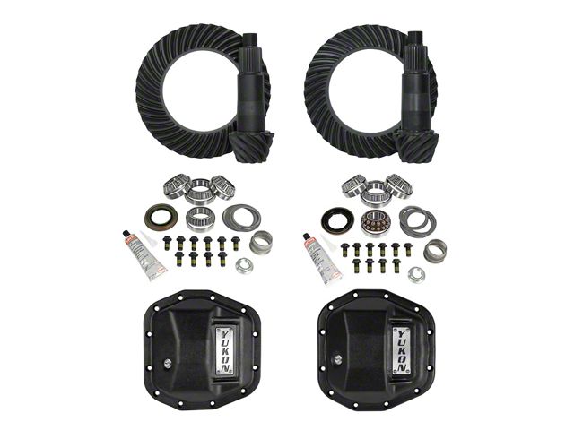 Yukon Gear Dana 44 Front/Dana 44 Rear Axle Ring Pinion and Gear Kit with Differential Covers; 3.73 Gear Ratio (18-24 Jeep Wrangler JL Rubicon)