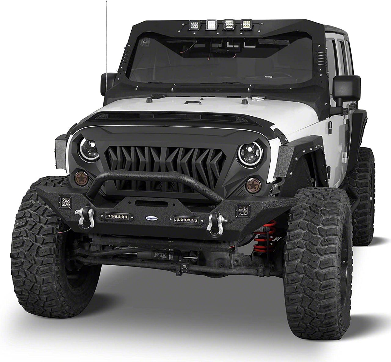 Jeep Wrangler Front Winch Bumper with LED Lights (07-18 Jeep Wrangler ...