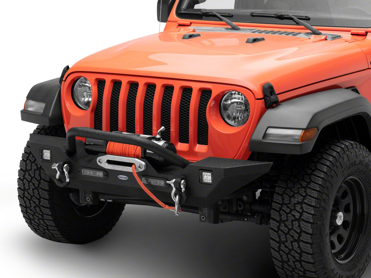 Jeep Wrangler Front Winch Bumper with LED Lights (18-24 Jeep Wrangler ...