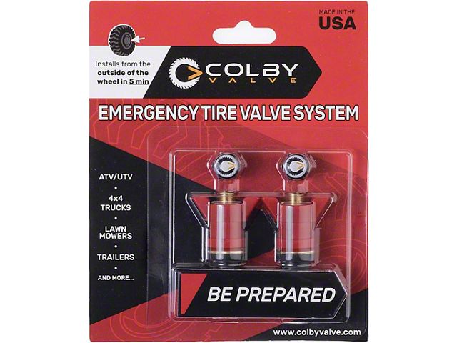 Colby Valve Emergency Tire Valves; Red (Universal; Some Adaptation May Be Required)