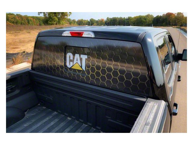 CAT Rear Window Decal; Yellow Grid (Universal; Some Adaptation May Be Required)