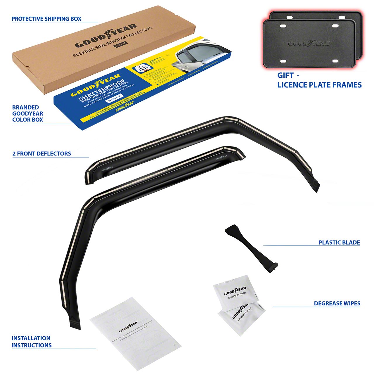 Goodyear Car Accessories Shatterproof in-Channel Window Deflectors (18-23 Jeep Wrangler JL)