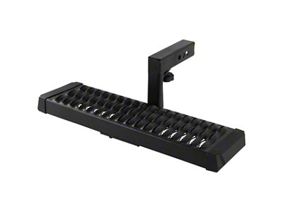 2-Inch Receiver Hitch 6-Inch Drop Aluminum Rear Bumper Step; Black (Universal; Some Adaptation May Be Required)