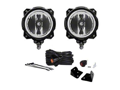 KC HiLiTES 6-Inch Gravity Pro6 LED Lights with A-Pillar Mount; Driving Beam (07-18 Jeep Wrangler JK)